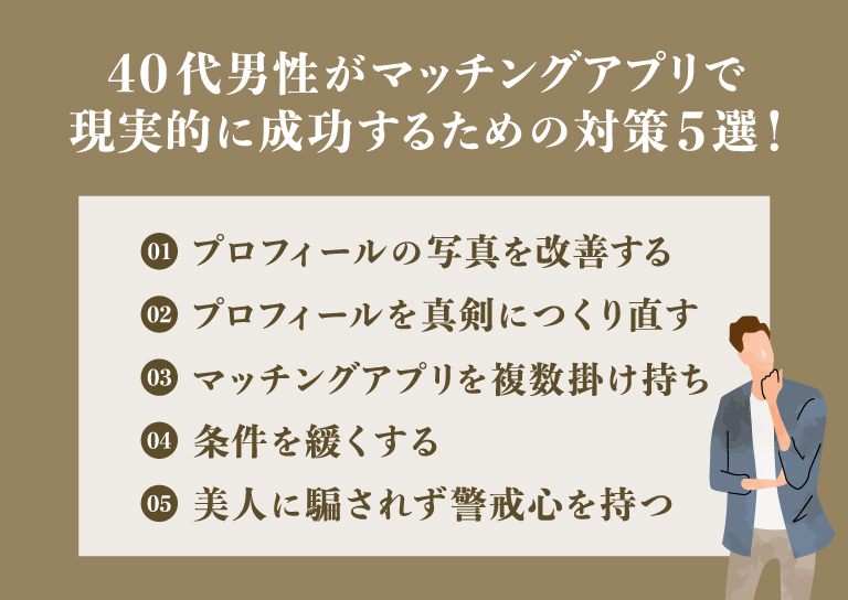 40代男性がマッチングアプリで現実的に成功するための対策5選！