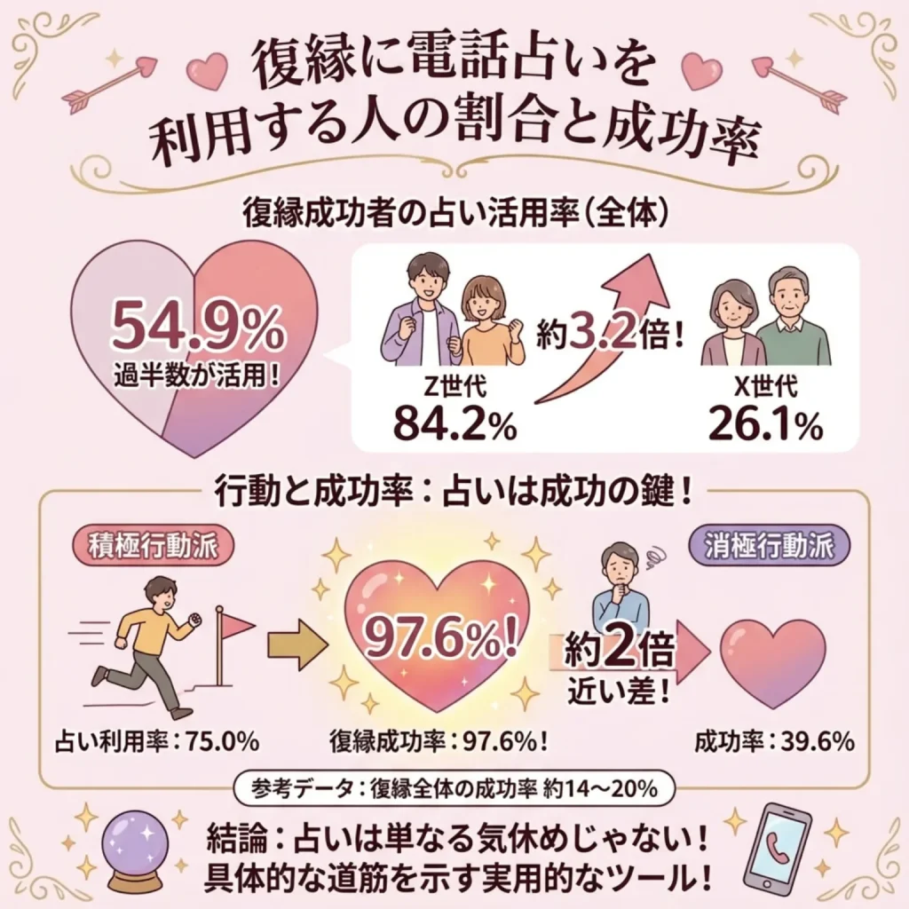 復縁に電話占いを利用する人の割合と成功率