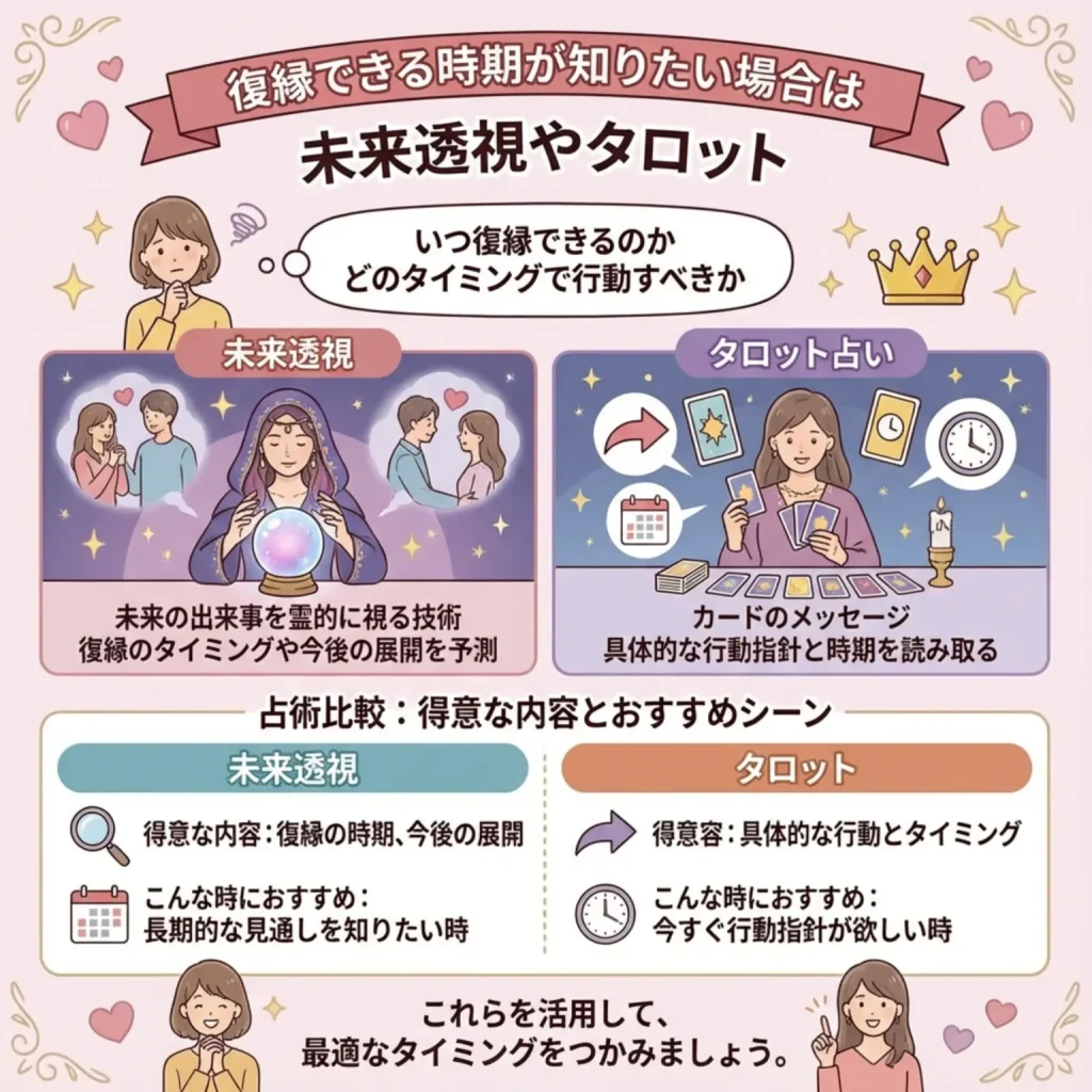 復縁できる時期が知りたい場合は未来透視やタロット