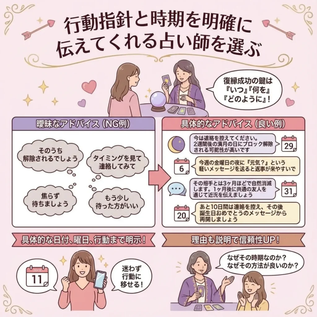 行動指針と時期を明確に伝えてくれる占い師を選ぶ