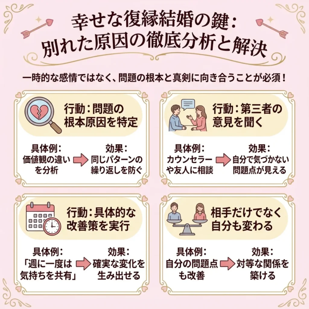 別れた原因を徹底的に分析し解決している