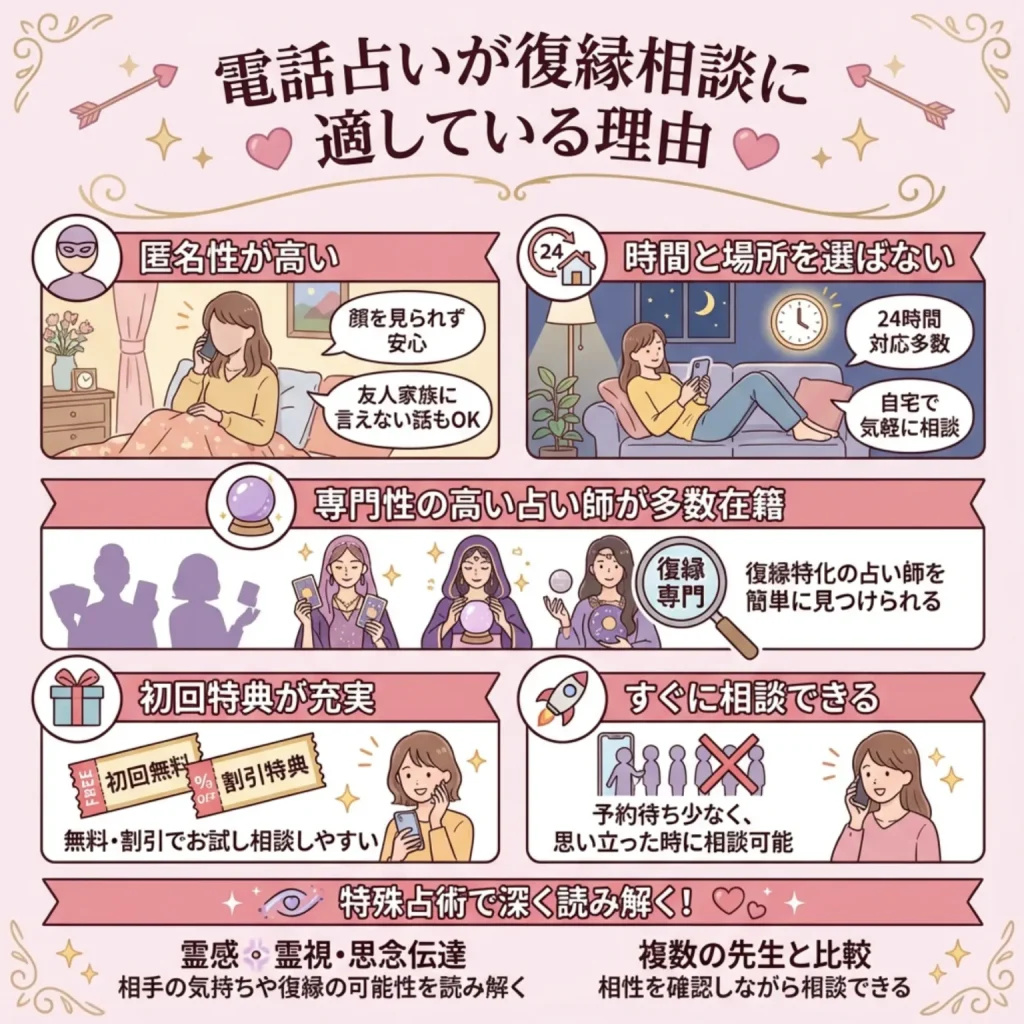 電話占いが復縁相談に適している理由
