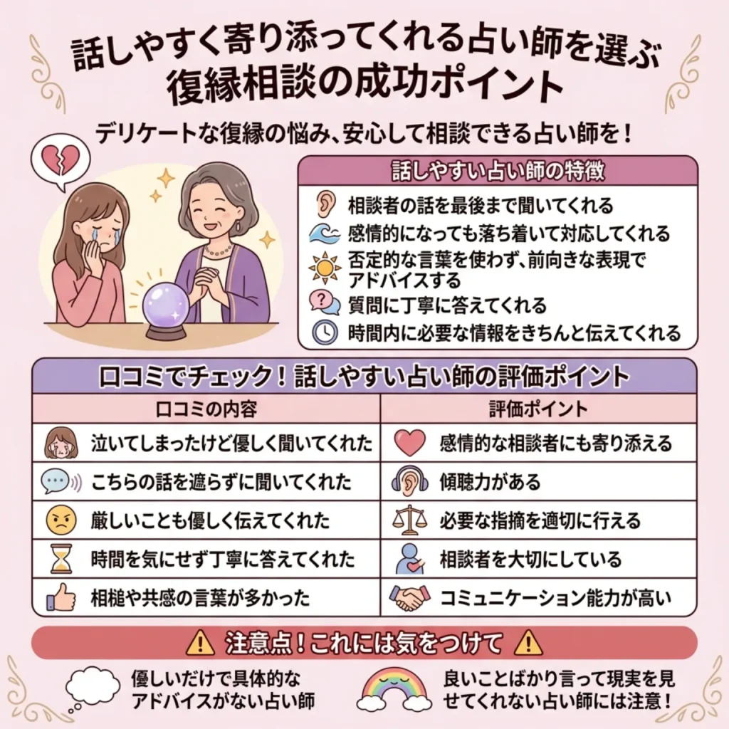 話しやすく寄り添ってくれる占い師を選ぶ