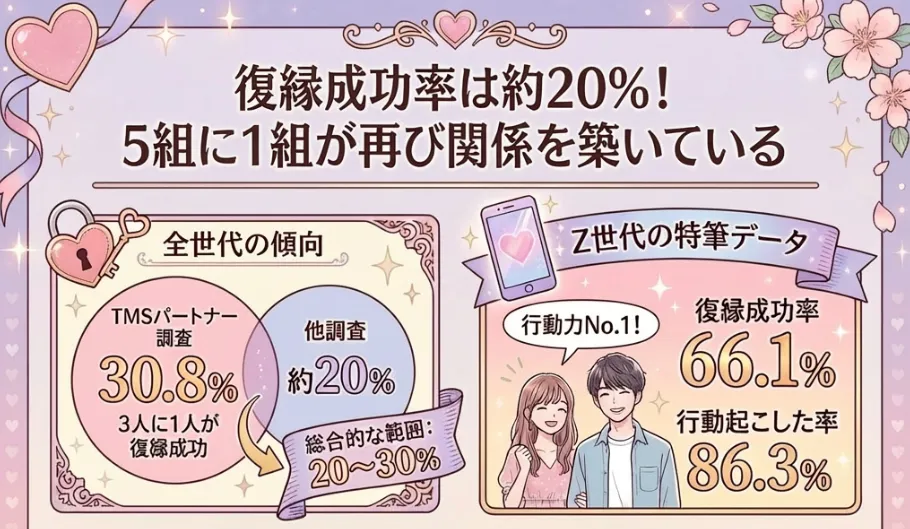 復縁成功率は約20%！5組に1組が再び関係を築いている
