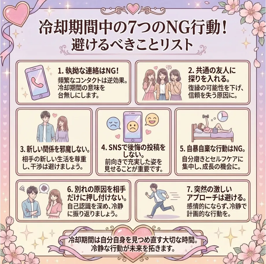 冷却期間中にやってはいけない7つのNG行動