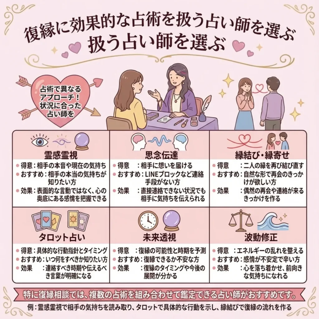 復縁に効果的な占術を扱う占い師を選ぶ