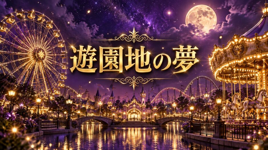 紫とゴールドを基調にした『遊園地の夢』のアイキャッチ