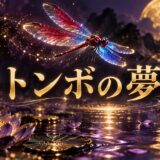 紫とゴールドを基調にした『トンボの夢』のアイキャッチ