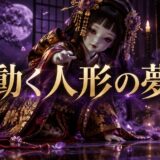 紫とゴールドを基調にした『人形が動く夢』のアイキャッチ