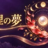 紫と金色で生理の夢を象徴的に表現した夢占い記事のアイキャッチ画像