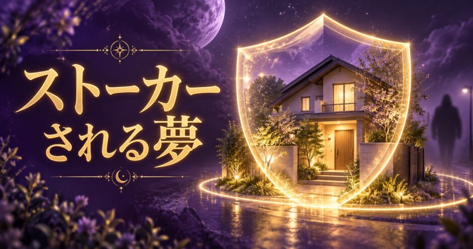 紫と金色でストーカーされる夢と安全を表現した夢占い記事のアイキャッチ画像