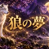 紫とゴールドを基調にした『狼の夢』のアイキャッチ